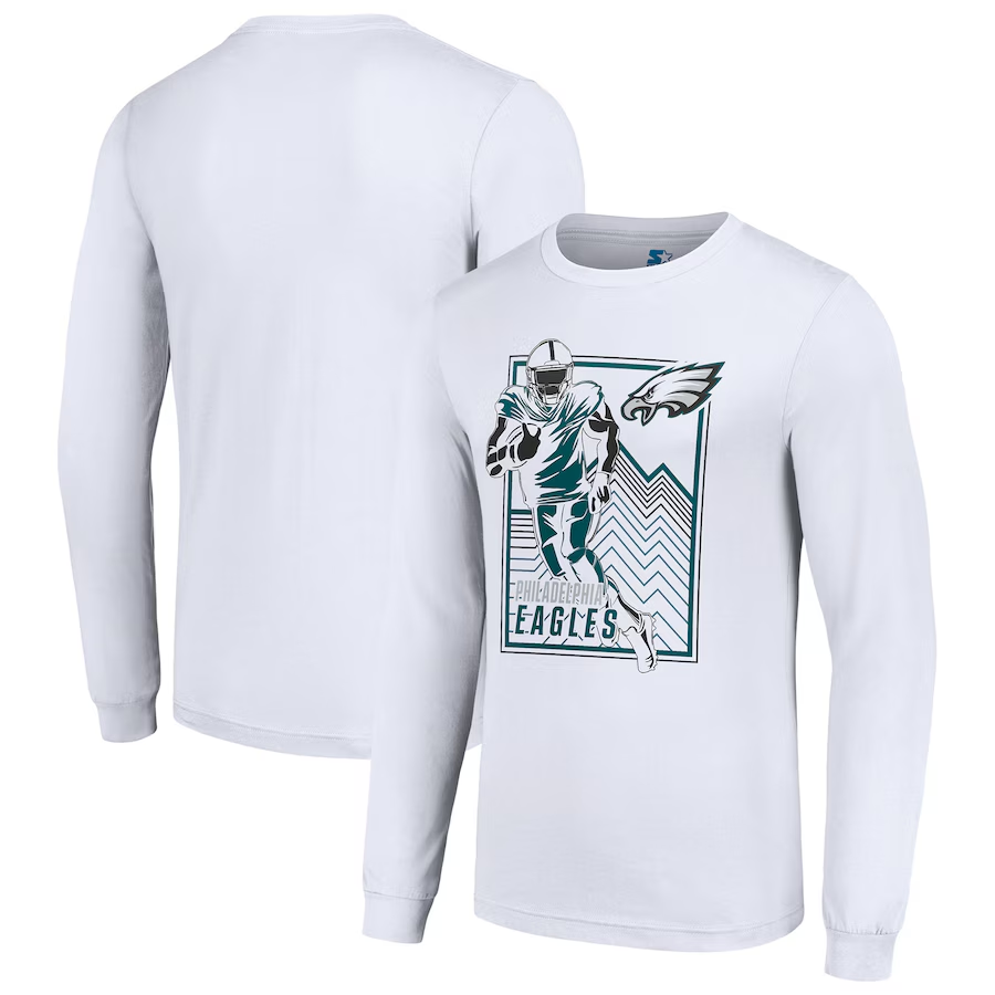 Men Philadelphia Eagles white 2024 NFL Long sleeve T Shirts->nfl t-shirts->Sports Accessory